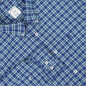 Brooks Brothers Shirt Mens XL Blue Plaid Nylon Stretch Button Down Long Sleeve